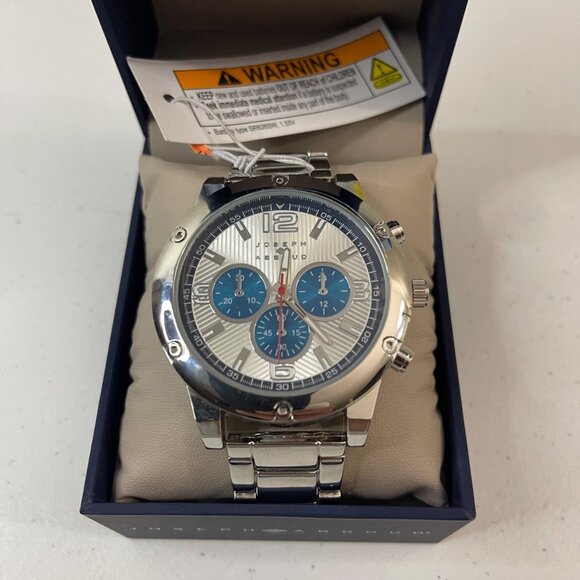 Joseph Abboud Silver-Tone White Dial Mens Watch In Original Box, New - Picture 10 of 13